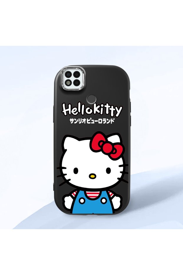 Poco C31 Compatible Case Camera Protector Black Silicone Couple Phone Case Kitty Patterned
