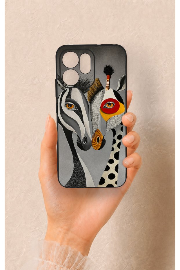Oppo Reno 14F Compatible Zebra and Giraffe Patterned Silicone Case