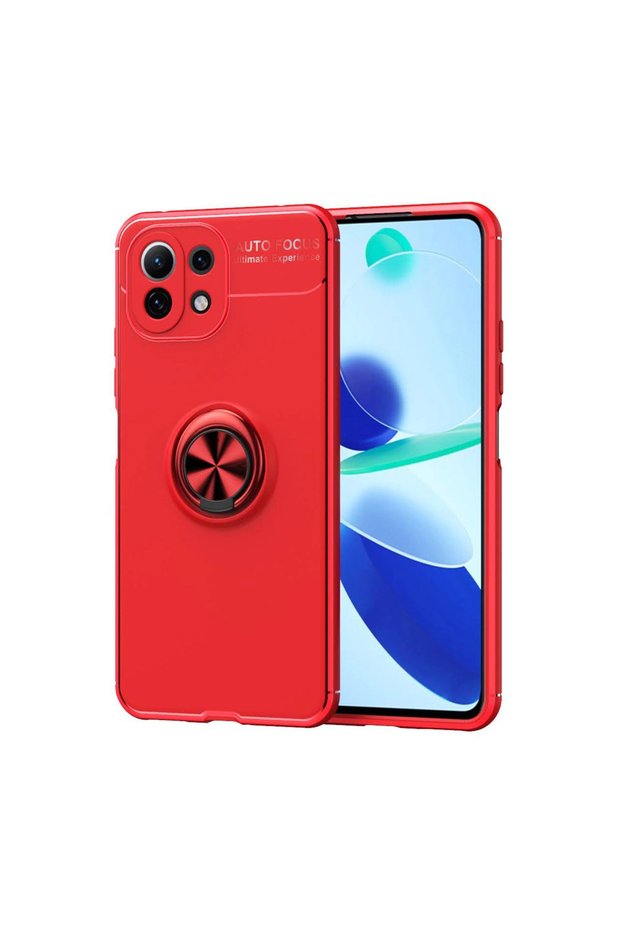 حافظة هاتف Xiaomi Mi 11 Lite مع حلقة سيليكون - أحمر