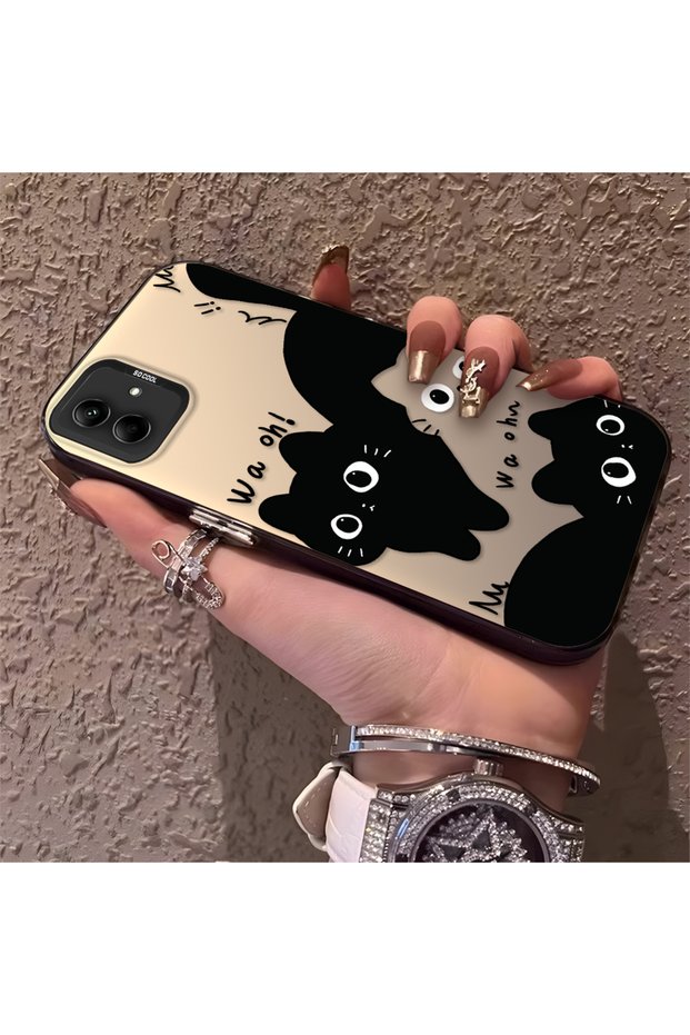 Samsung Galaxy A03/A04E/A04 Compatible High Quality Fun Black Cat Printed Case
