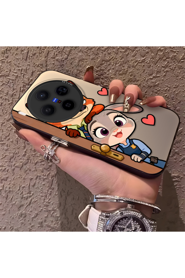 Vivo X300 Compatible High Quality Cartoon Fox and Rabbit Couple Printed Case