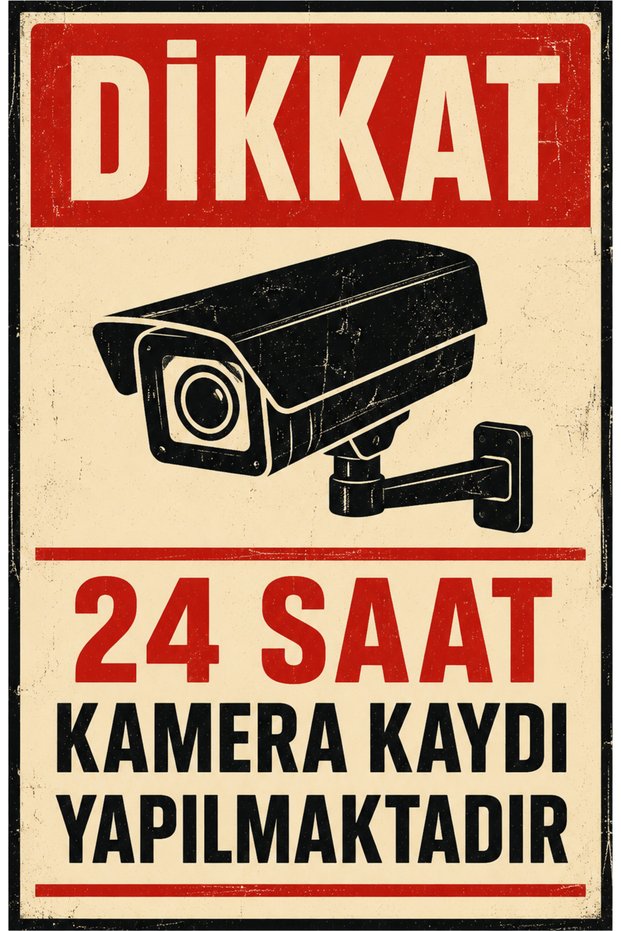 Retro Warning: 24-Hour Video Recording Is Being Carried Out, Metal Warning Sign 30X40 cm