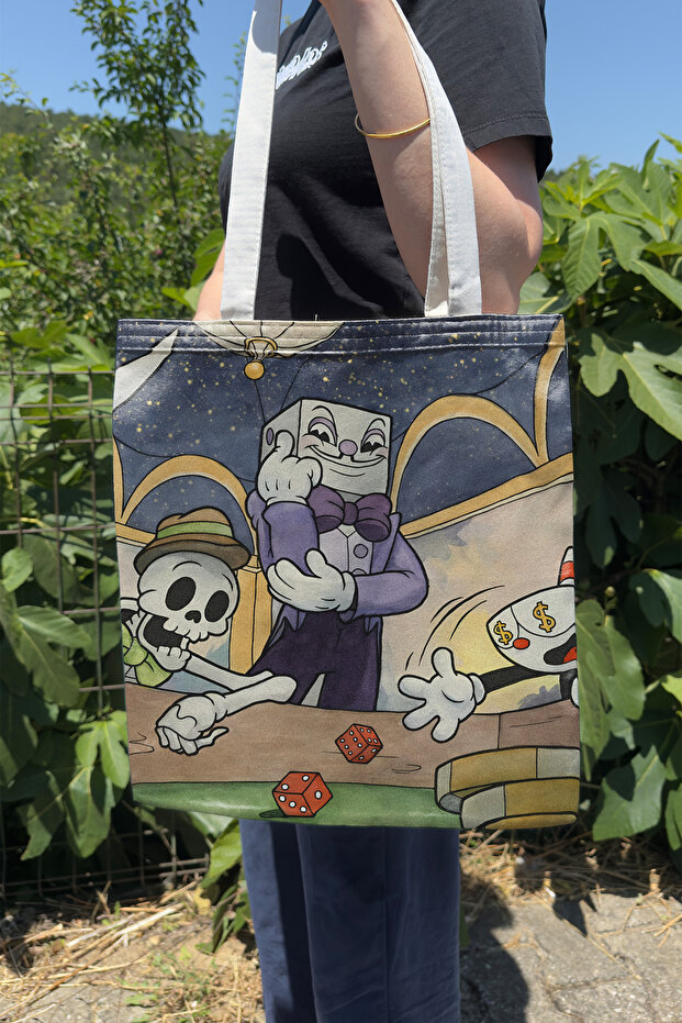 Cuphead V3 Double-Sided Canvas Print Tote Bag Computer Gaming Video Game