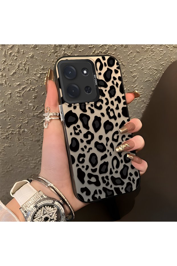 Poco C85 4g Compatible High-Quality Black Leopard Phone Case, Shockproof Protective Cover