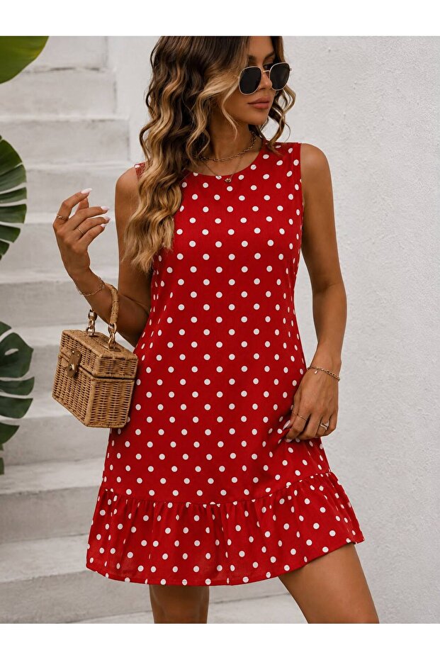 Women's Relaxed Fit Ruffled Crinkle Fabric Woven Dress