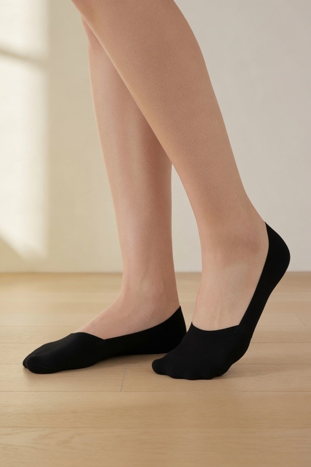 3 Pack Women's Invisible Black Ballerina Socks - Seamless Laser Cut Comfortable Socks