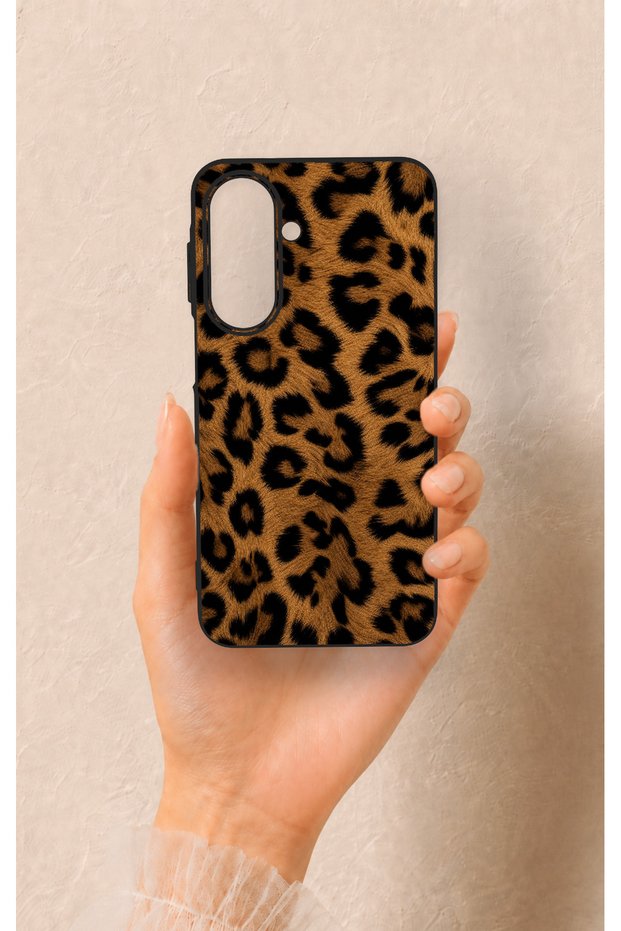 Samsung A27 Compatible Dark Leopard Leather Patterned Silicone Case