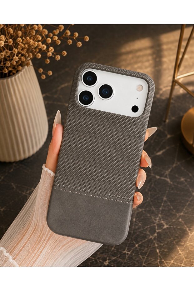 iPhone 17 Pro Compatible Premium Leather Textured Edges and Semi-Open Bottom Magsafe Supported Case