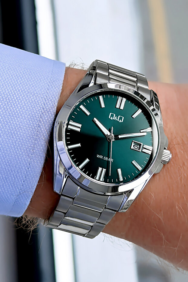 Original Quartz Men's Watch - Silver Steel Band 5 Atm Water Resistant Japanese Movement Gift Boxed Qqe2001C18