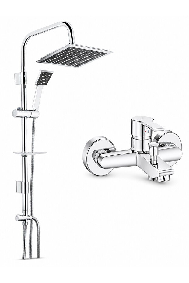 E.C.A Lite Bathroom Faucet + Tema 53260 Quadro Rain Practical Shower System