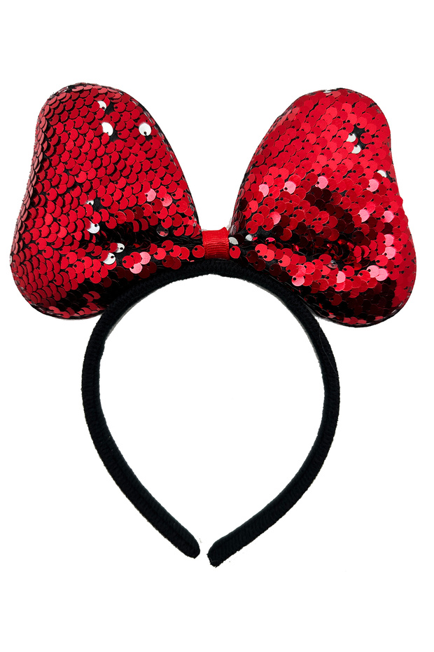 Color Changing Sequin Bow Party Crown Red Silver Color 20X16 cm