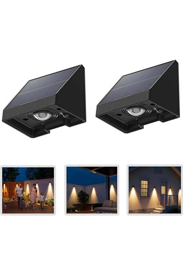Solar Garden Light Wall Decorative Sconces Waterproof LED Warm White 6.6x5.8x5.1cm for Fence Patio Gate Garage Pool Easy Install 2-Pack