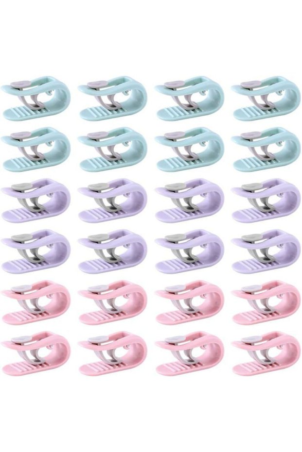 High-elasticity duvet cover clips, 24-pack, non-slip, needle-free (blue, pink, purple)