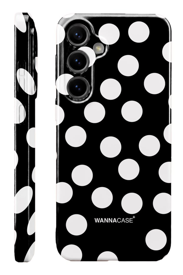 Samsung S25 Fe Black Polka Dot Essential Slim Full Coverage Glossy Print Camera Protected Hard Phone Case