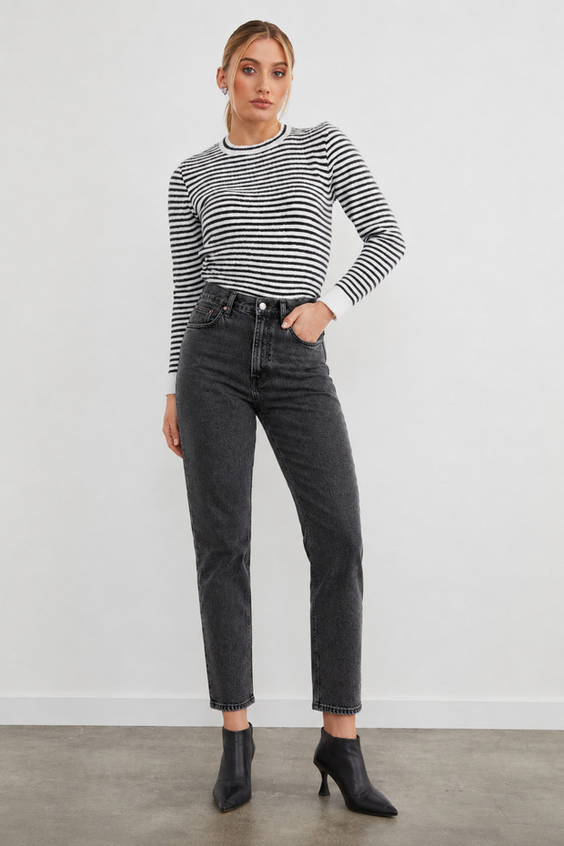 Smoked Boyfriend Mom Jean High Waist Daily Casual Comfort Wear Women's Denim Trousers (Newseason)(2026)