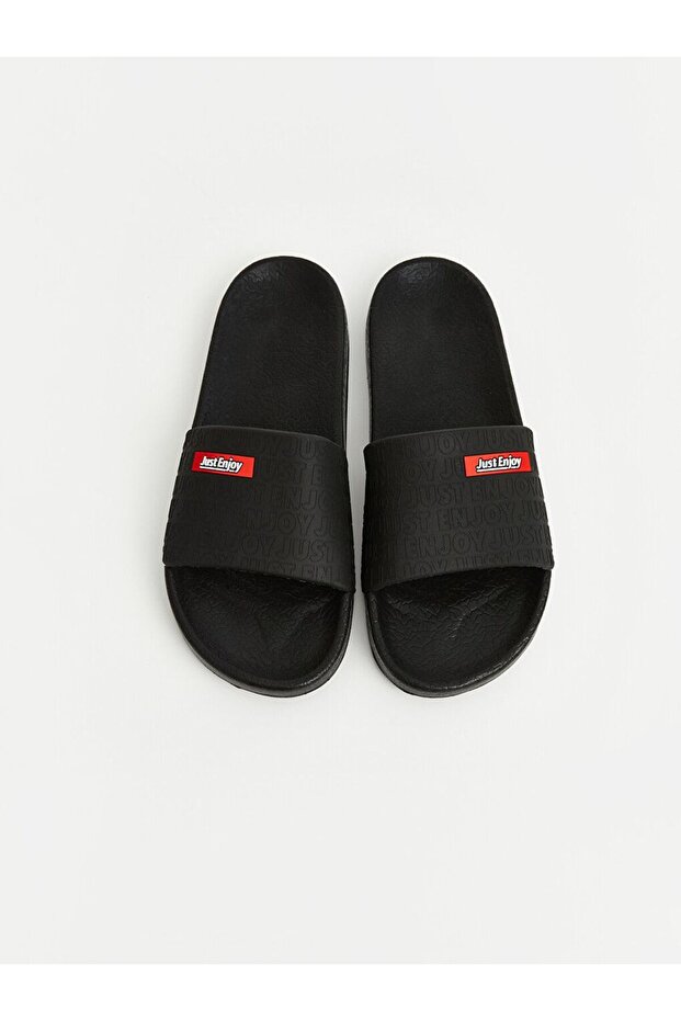 Lcw Steps Black Printed and Embossed Men's Slippers