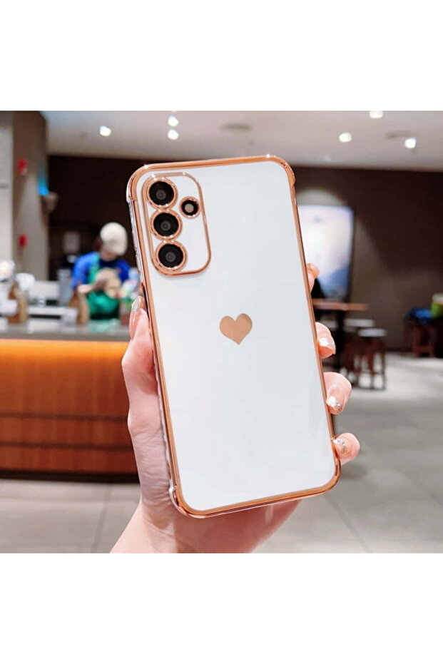 This is a heart-shaped electroplated TPU shockproof case for Samsung Galaxy A15, compatible with Samsung A15 4G/5G, and available in white.