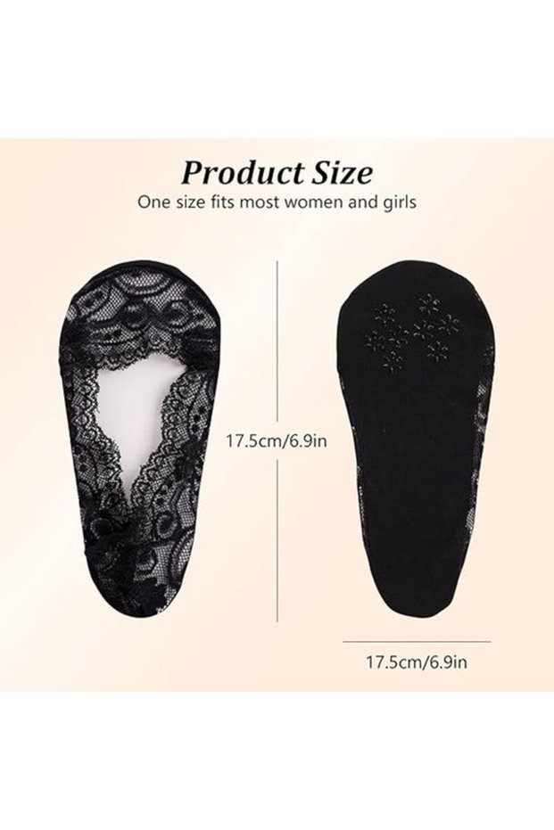 pairs of non-slip lace boat socks, low invisible mesh lace socks for women, hidden anti-slip socks for sneakers, high heels, black