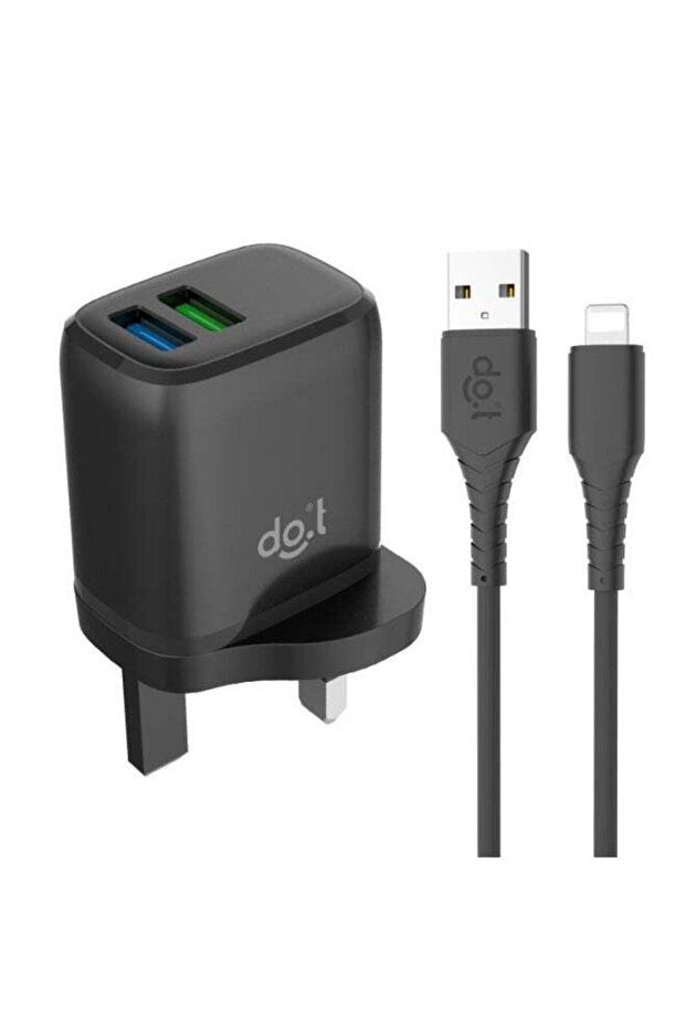 2.4 A Double USB Port Charger & USB-Lightning Cable [100Cm], Fast Smart Wall Charger