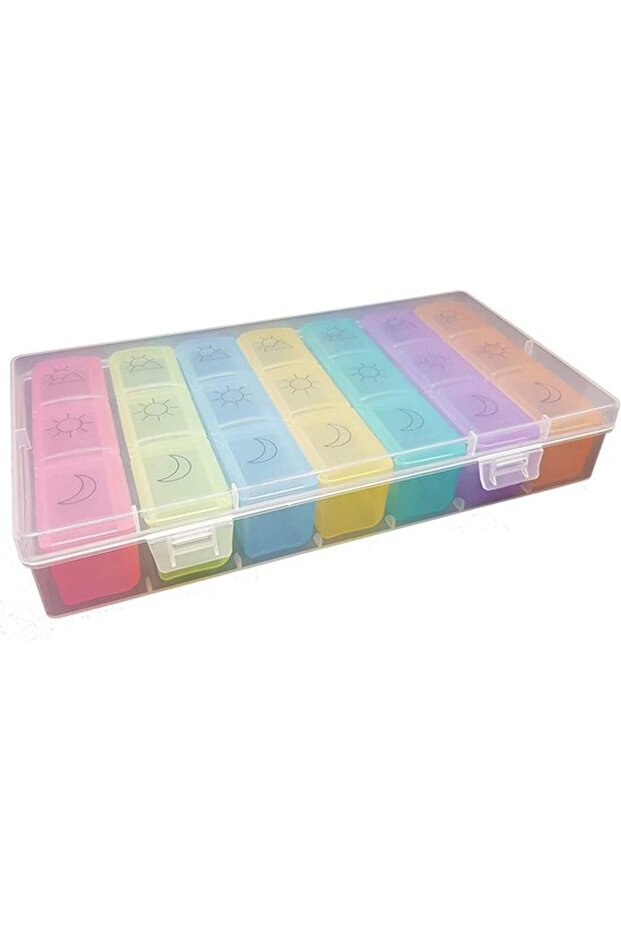 A 3-compartment pill dispenser that holds a 7-day supply of medication—a practical medicine dispenser convenient for travel and home use.