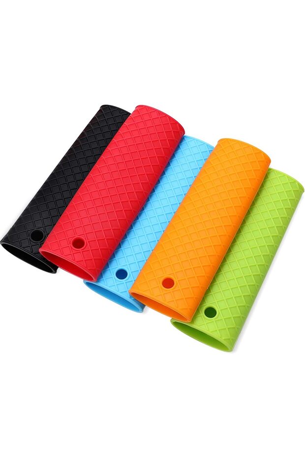 5-Piece Set Silicone Heat-Resistant Handle Covers Rubber Pot Covers Kitchen Gloves For Cast Iron Metal Pans Skillets
