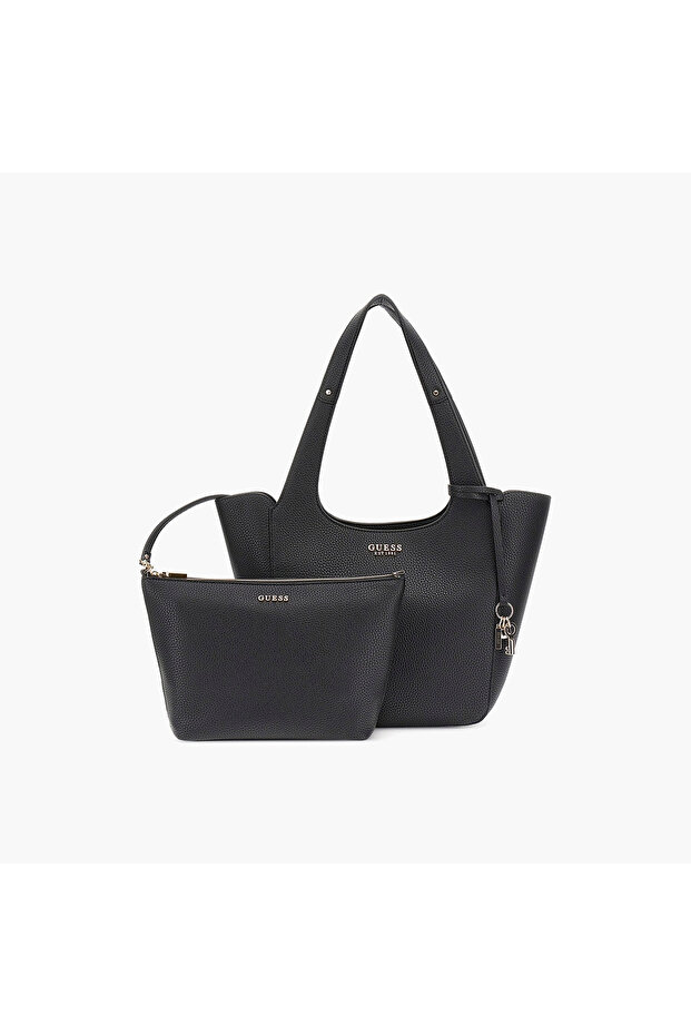Calista Pebbled Texture Double Handle Tote Bag & Pouch with Magnetic Closure - 1