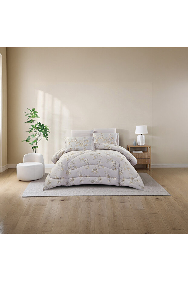 طقم لحاف مزدوج الاستخدام بطباعة زهور - 4 قطع - مقاس 170×240 سم