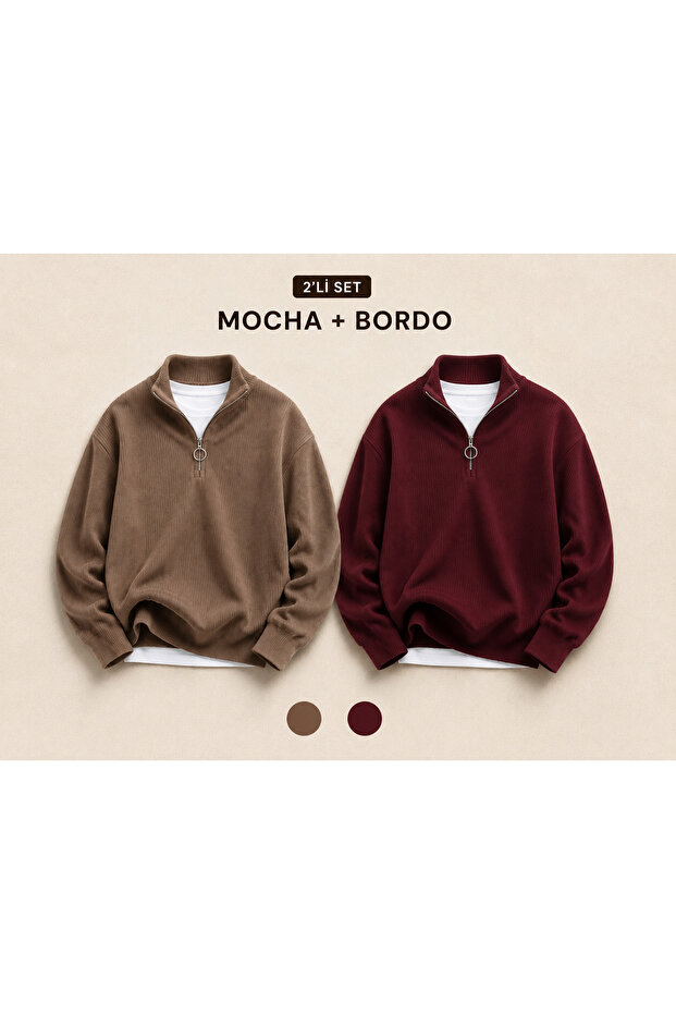 2-Pack Advantageous Men's Casual Half-Zipper Winter Knitwear Thessaloniki Sweater