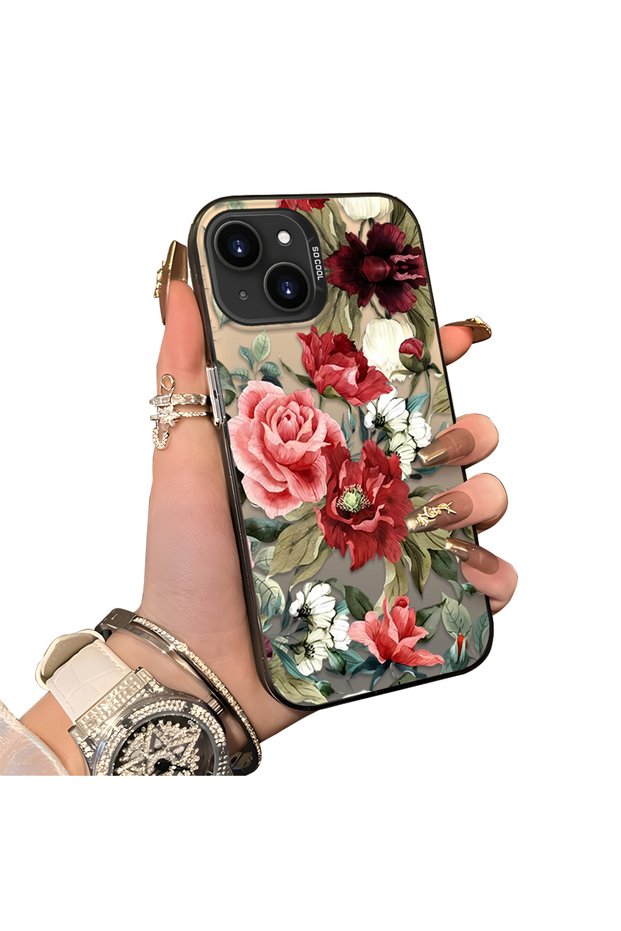 iPhone 14 Plus/15 Plus Compatible Hard Acrylic Back Silicone Edge Lens Protection Case