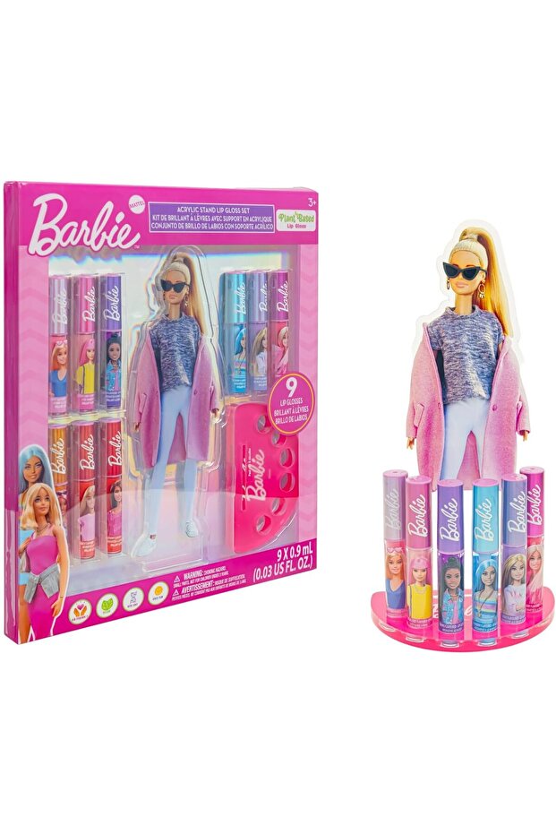 Plant-Based Lip Gloss Set with Display Stand, 9 Pieces