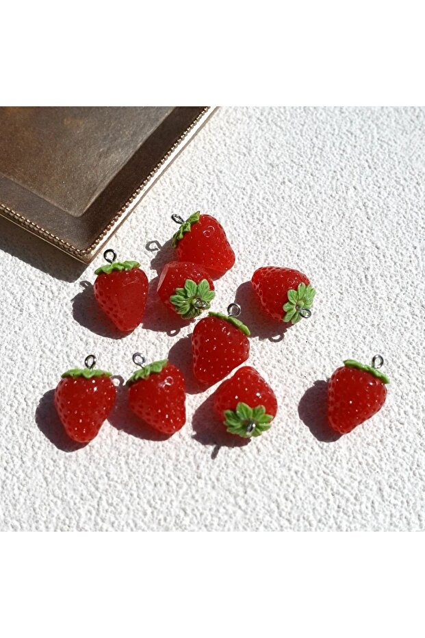 A 10pcs Cute Pink Strawberry Earring Charms Rabbit Pendants Bracelets Jewelry Making DIY Craft Handm