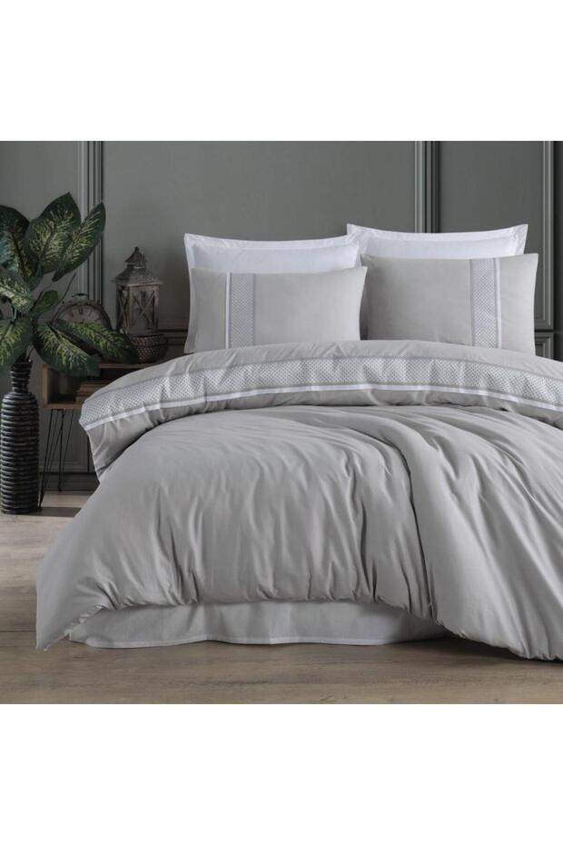 Ranforce Double Duvet Cover Set Tulkas Gray 100% Cotton