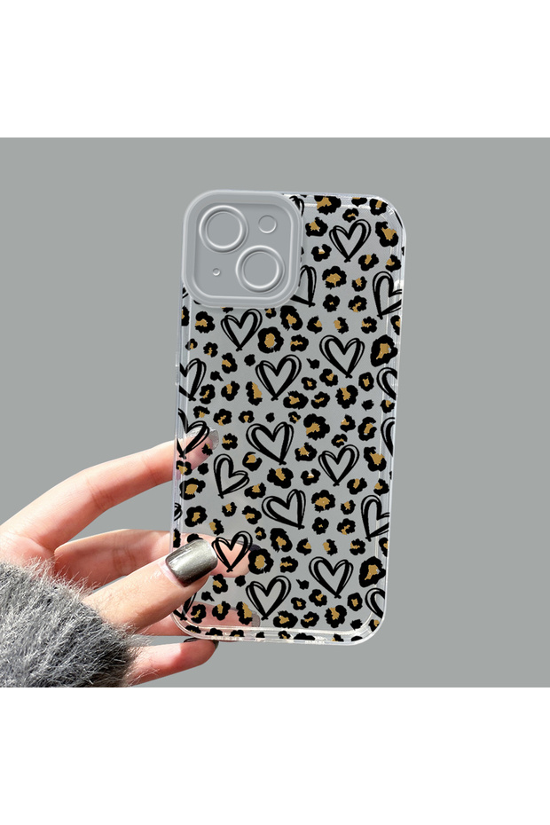 iPhone 13 Compatible Camera Protected Anti-Shock Aesthetic Print Patterned Transparent Silicone Case