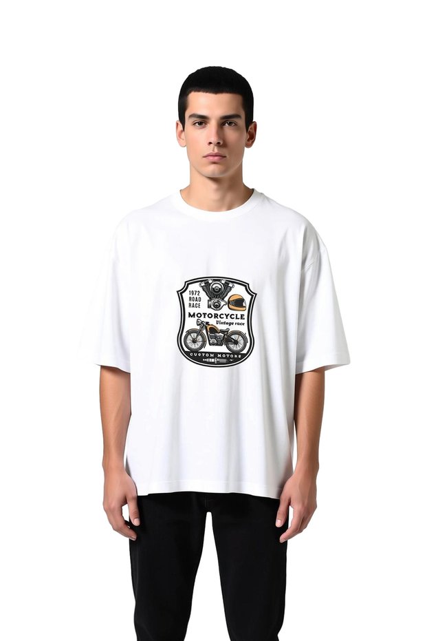 1972 Road Racing Motorcycle Printed Men's Oversize T-Shirt