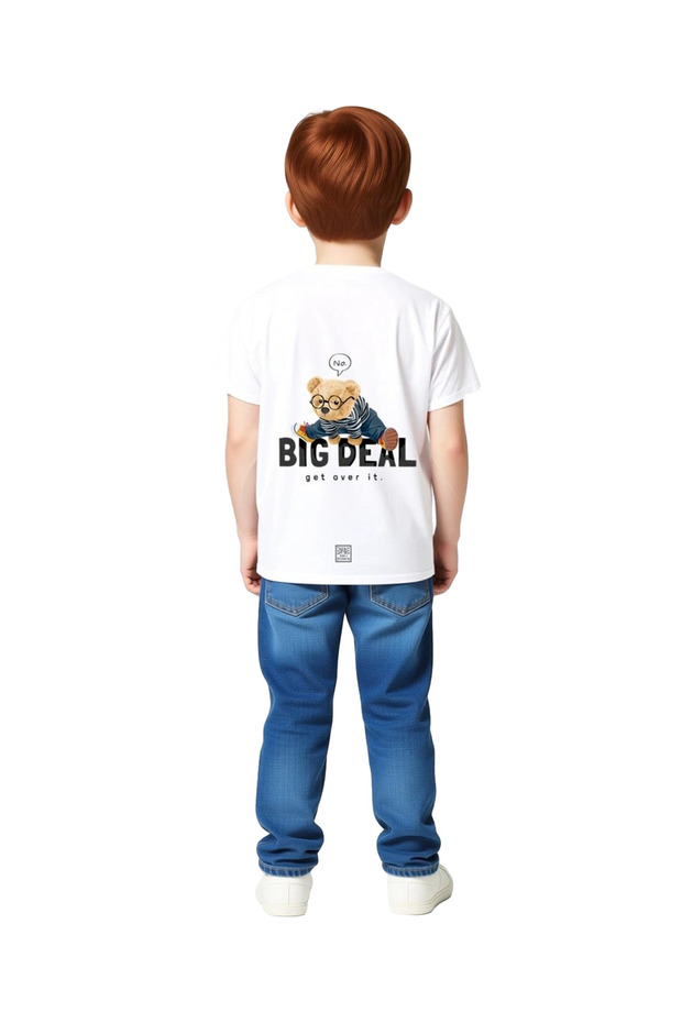 Children's T-Shirt Funny Bear Print with Glasses Humorous Text Print Relaxed Fit Casual Wear Modern Stylish