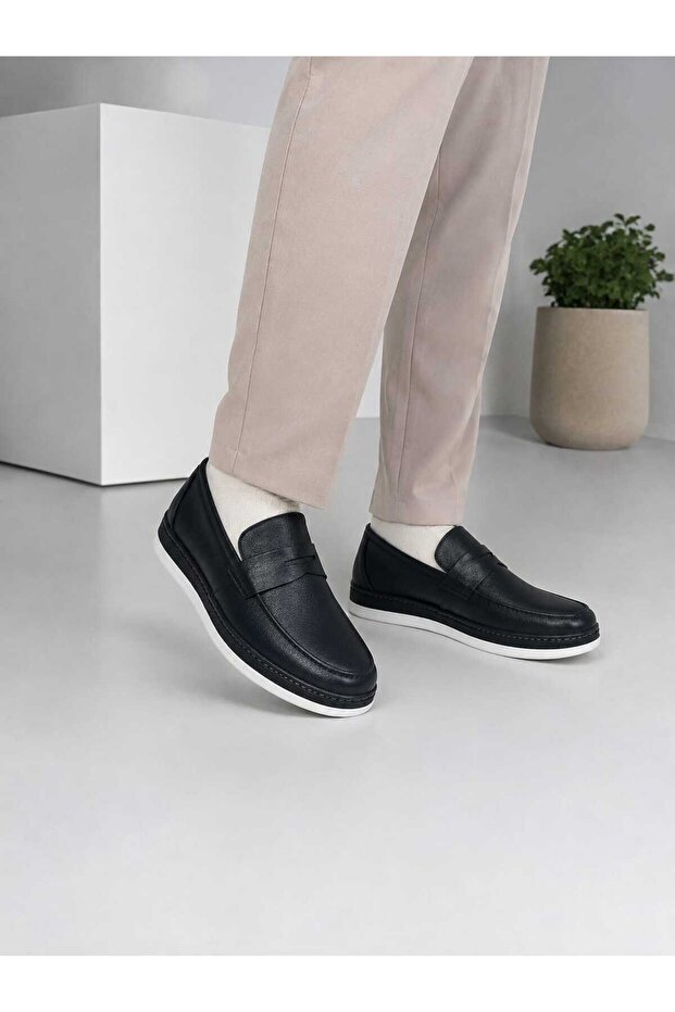 Navy Blue Genuine Leather Poly Sole Men's Shoes B710