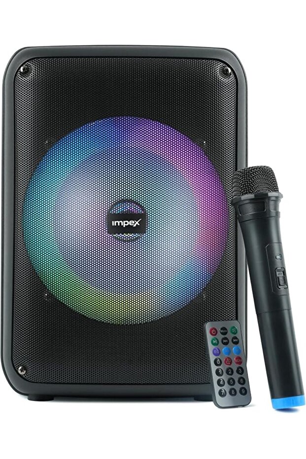 مكبر صوت محمول IMPEX مقاس 8 بوصات طراز TS 4001A، بقوة 800 واط مع تقنية PMPO، مكبر صوت بلوتوث محمول مع ميكروفون لاسلكي، وخاصية TWS