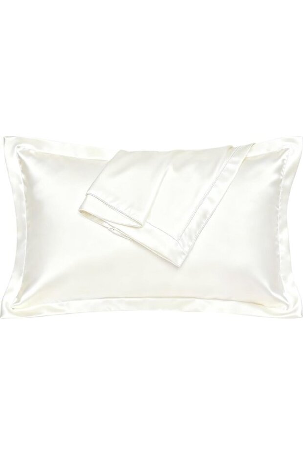 48 White Silk pillowcase x 74 cm 40 momme overlapping sections Hypoallergenic Anti-frizz Suitable sensitive skin Suitable both winter summer