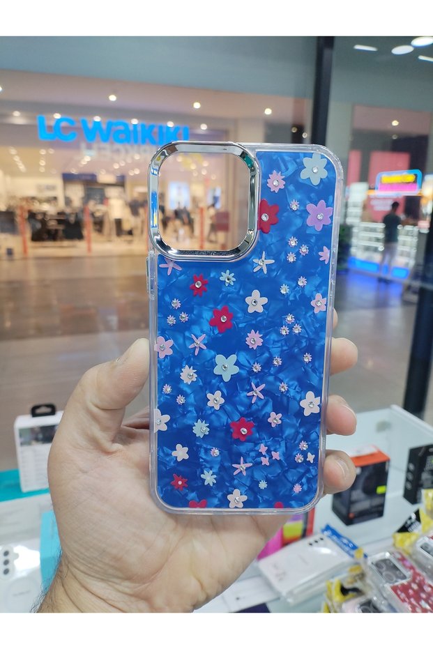 iPhone 16 Pro Compatible Daisy Shine Stone Flower Pattern Shiny Case