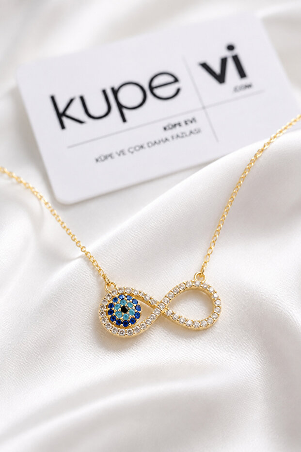 Infinity and Evil Eye Figured Zircon Stone Stainless Steel Women's Necklace