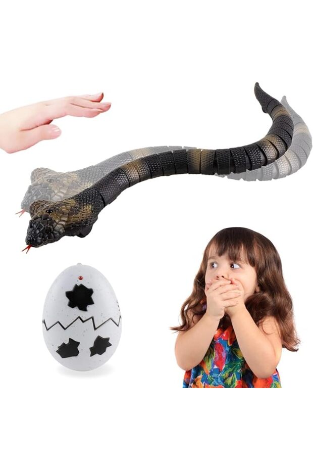 Remote Control Snake Toy, Realistic RC Cobra with Smart Sensing and Infrared Controller, USB Recharg
