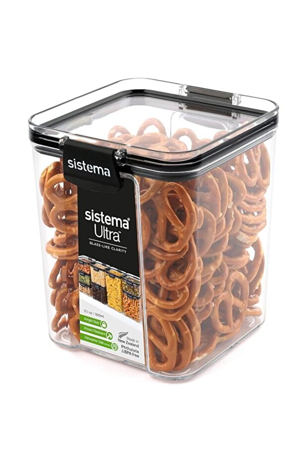 51402Zs Ultra Square Canister, Tritan, Clear Black, 920 ml