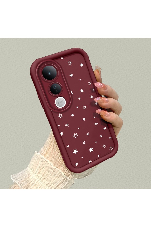 Vivo V50 Lite 4G/5G Compatible Stylish Star Bow Pattern Case, Flexible Silicone Shockproof