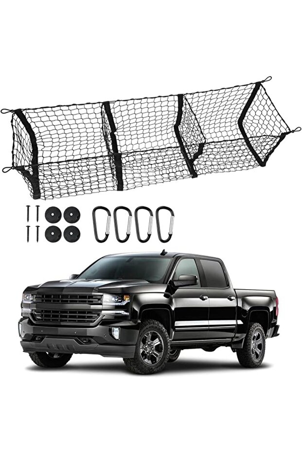 Cargo Net Trunk Bed Organizer, Double Layer Elastic Grid Storage, Universal Fit for SUV and V