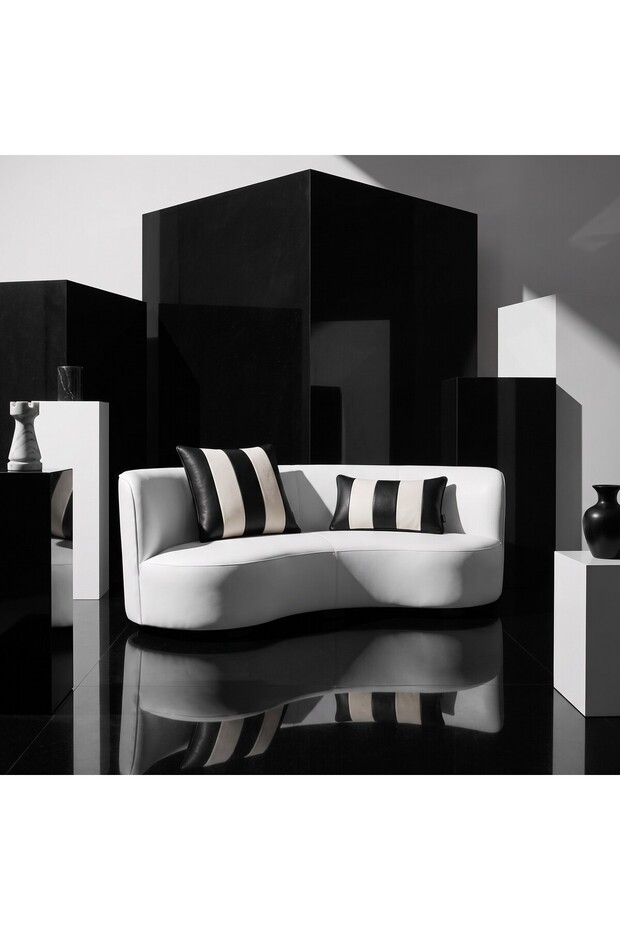 Mosaic Luxury Leather and Fabric Matching Decorative Throw Pillow Modern Stylish Plain Design
