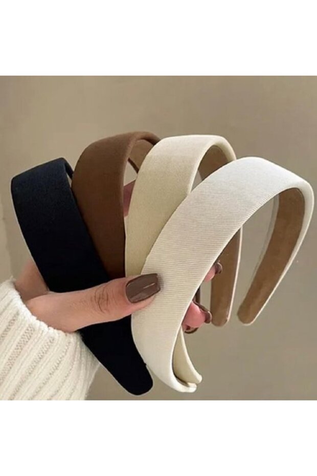 Headbands 4pc vintage elastic crisscross coffee/beige/navy/black.