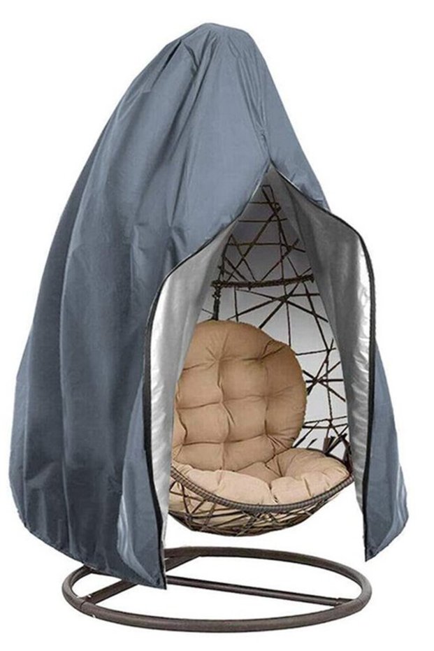 Garden Hanging Chair Cover - Waterproof 210D Oxford Cloth Egg-Shaped UV Protective/Windproof, Outdoor 190 x 115 cm, Grey