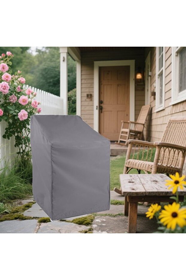Garden chair cover, stackable protector, waterproof, cold-resistant, UV-resistant, suitable for gray chairs.