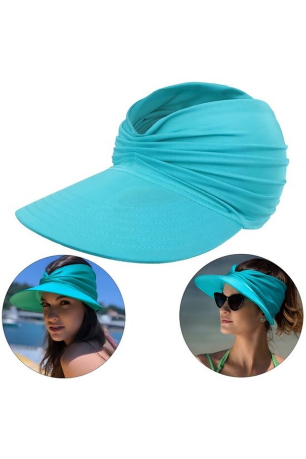 Open-top sun hat brim11.5cm 56-65cm for ponytails UV.