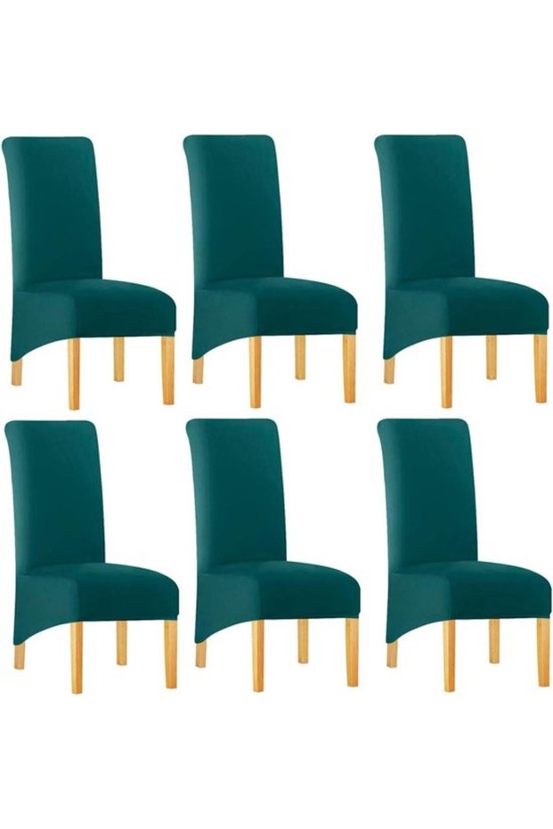 Chair Cover Set - Dining Room Covers Furniture Protection Suitable for High-Back Chairs 6-Piece Blue-Green